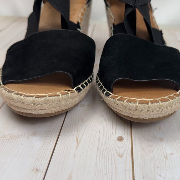 Gentle Souls by Kenneth Cole Colleen Black Elastic Espadrille Wedge Sandals 8.5 - Picture 10 of 12